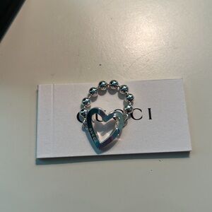 Gucci Beaded Chain Heart Ring Sterling Silver - Made In Italy